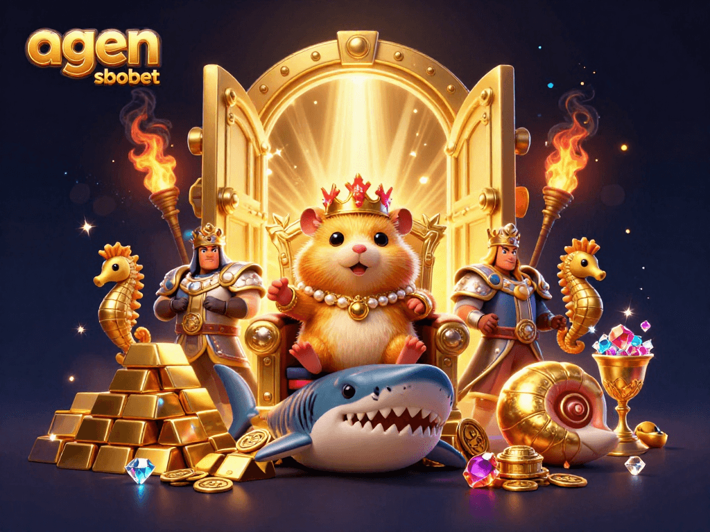 Discover thrilling opportunities with agen sbobet, featuring a hamster king amid treasure and excitement.