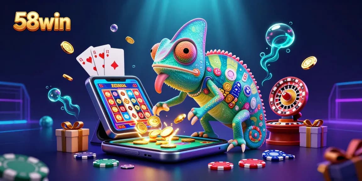 Experience vibrant gameplay with 58win's animated casino scene showcasing action and excitement.