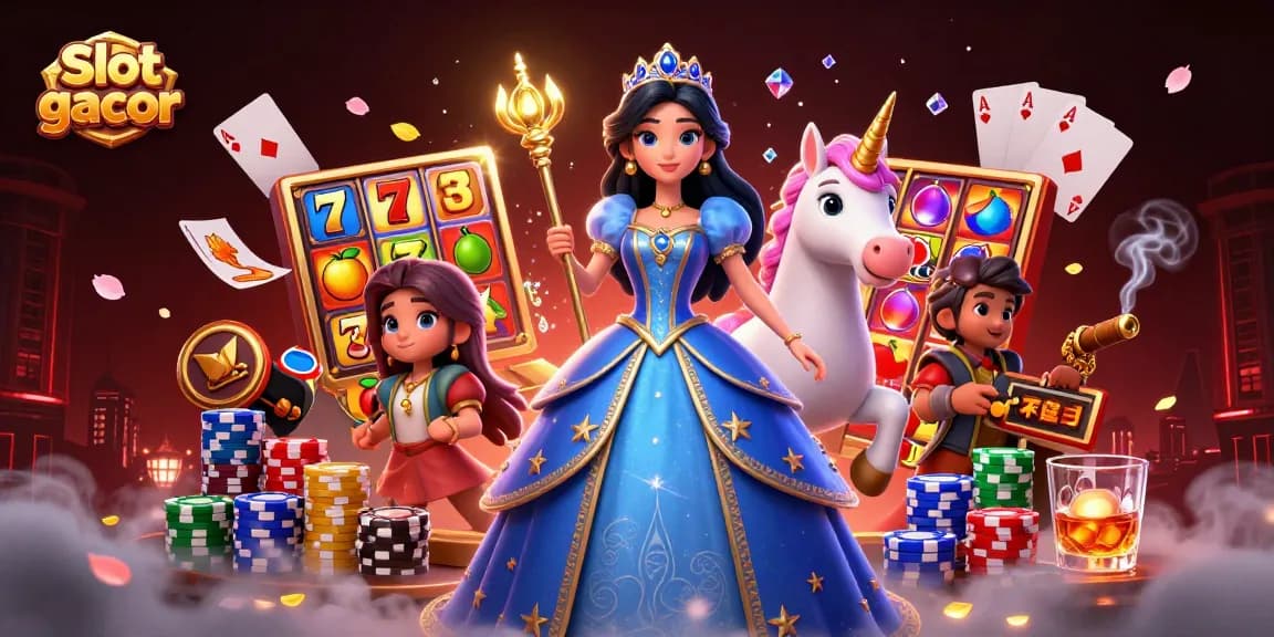Experience dynamic Slot gacor gameplay with vibrant slots, winning symbols, and enchanting characters.
