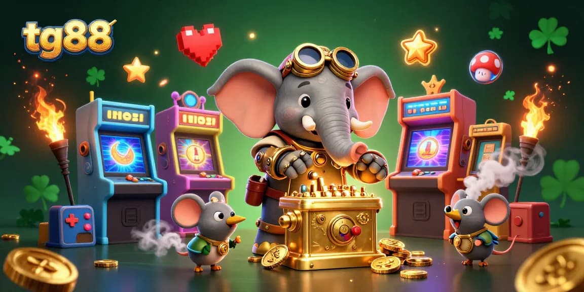Experience exciting jackpots at tg88 with a vibrant steampunk casino scene featuring games and lucky symbols.