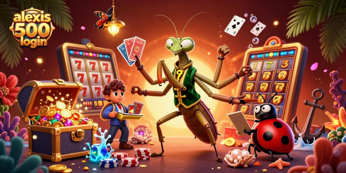 Experience the excitement of alexis 500 login with vibrant casino elements and dynamic characters.