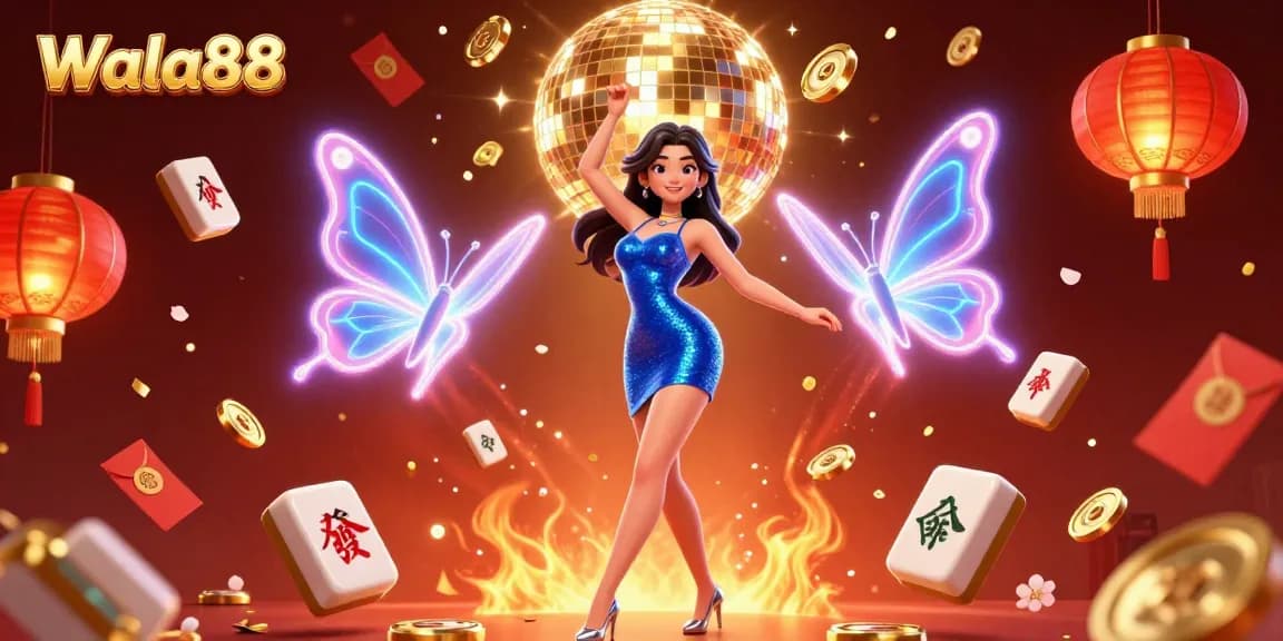 Engage in betting action with Wala88's vibrant 3D illustration featuring a glamorous character amidst casino elements.