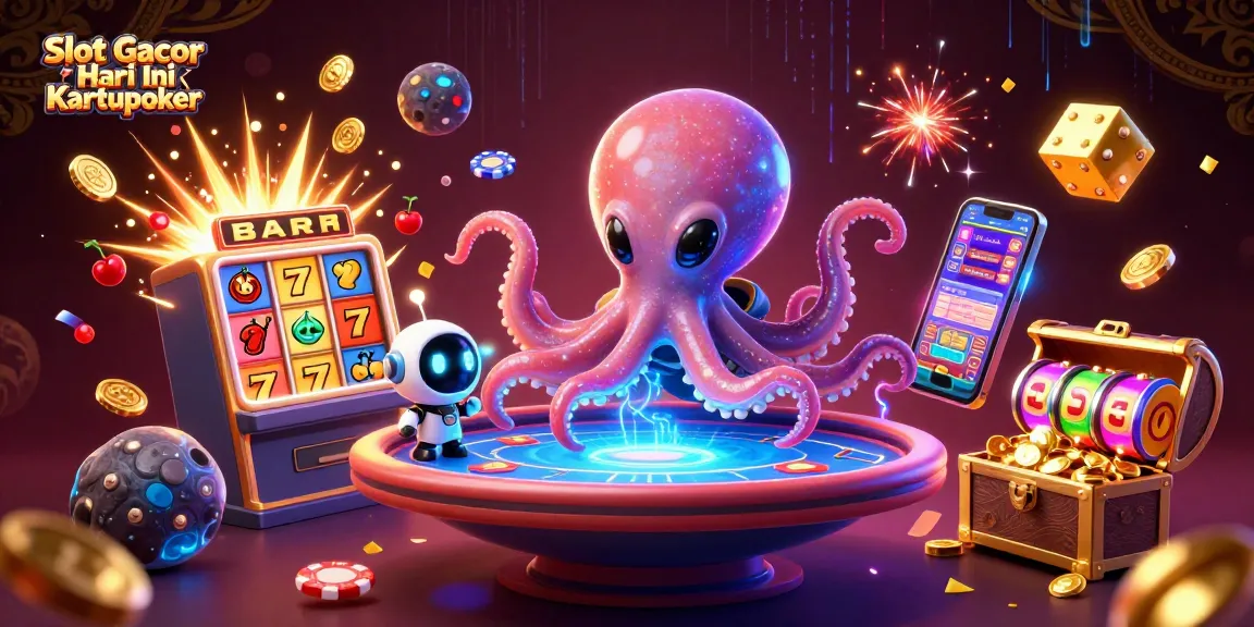Experience the thrill of Slot Gacor Hari Ini Kartupoker with an exciting alien casino scene featuring vivid slot elements.