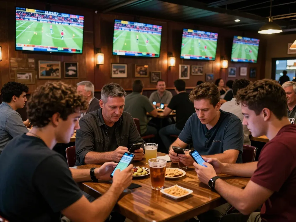 Soi keo nha cai in action at a lively sports bar, with patrons engaged in betting and enjoying games.