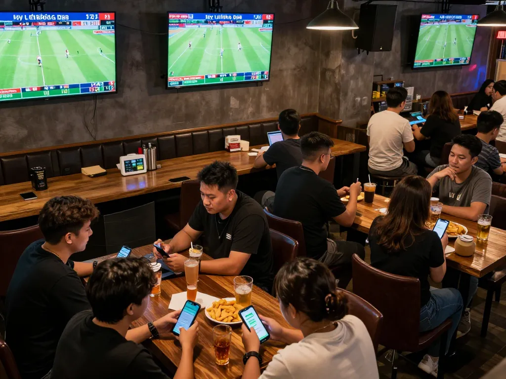 Tỷ Lệ Bóng Đá betting excitement during live sports event with fans engaged.