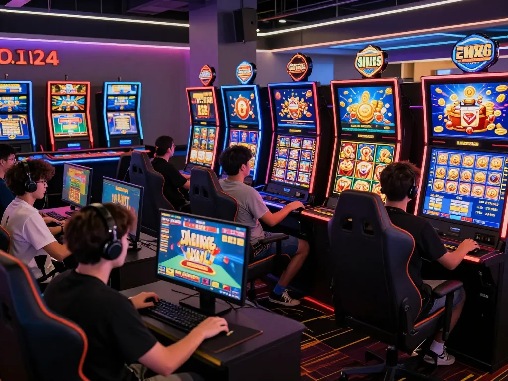 Exciting xx88 online gaming hub with players enjoying diverse games and vibrant slot machines.