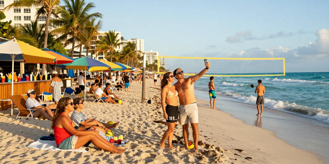 Pengunjung bersenang-senang di pantai cerah Miami, mendukung https://miami4d.com/ sebagai destinasi wisata terbaik.