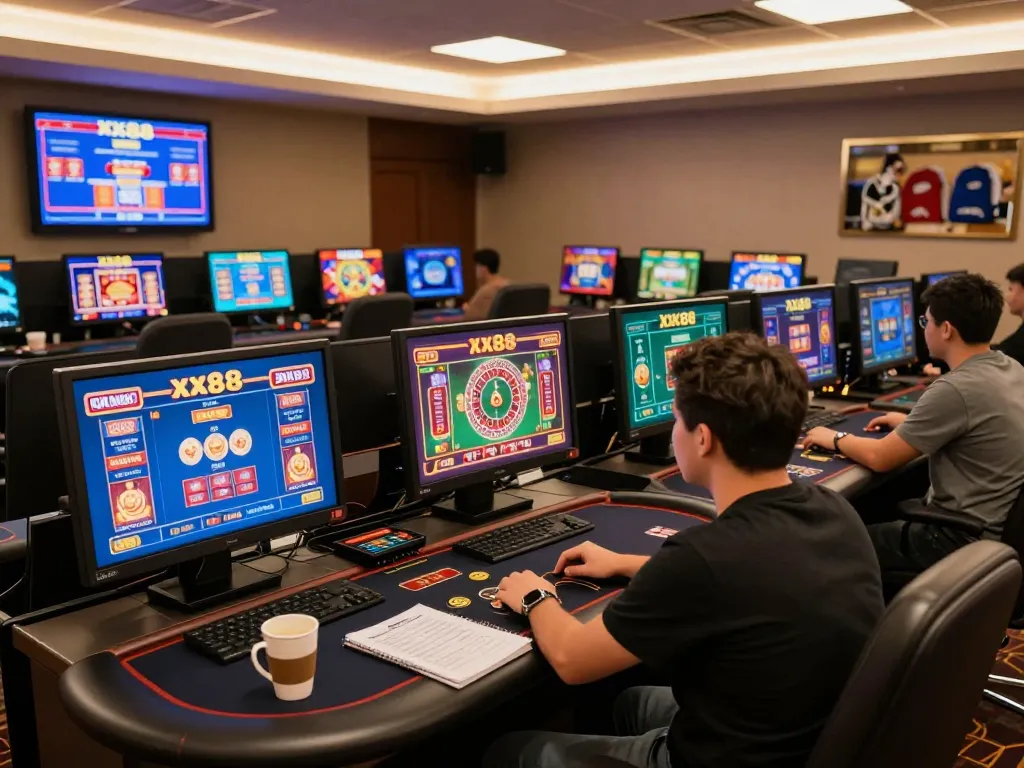 Player engaging with live games on xx88 online casino setup, showcasing strategic gameplay and modern gaming interface.
