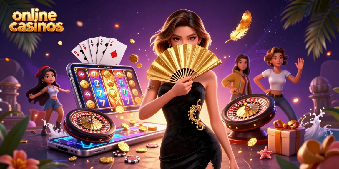 Experience the thrill of online casinos with a captivating 3D casino illustration showcasing vibrant slot games.