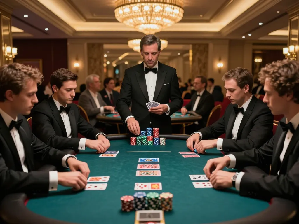 Tỷ lệ kèo nhà cái becoming evident as players strategize at a VIP poker table.