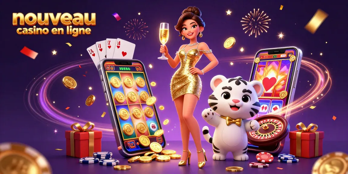 Vivez des moments amusants dans un nouveau casino en ligne avec une femme glamoureuse et un tigre cub chanceux.