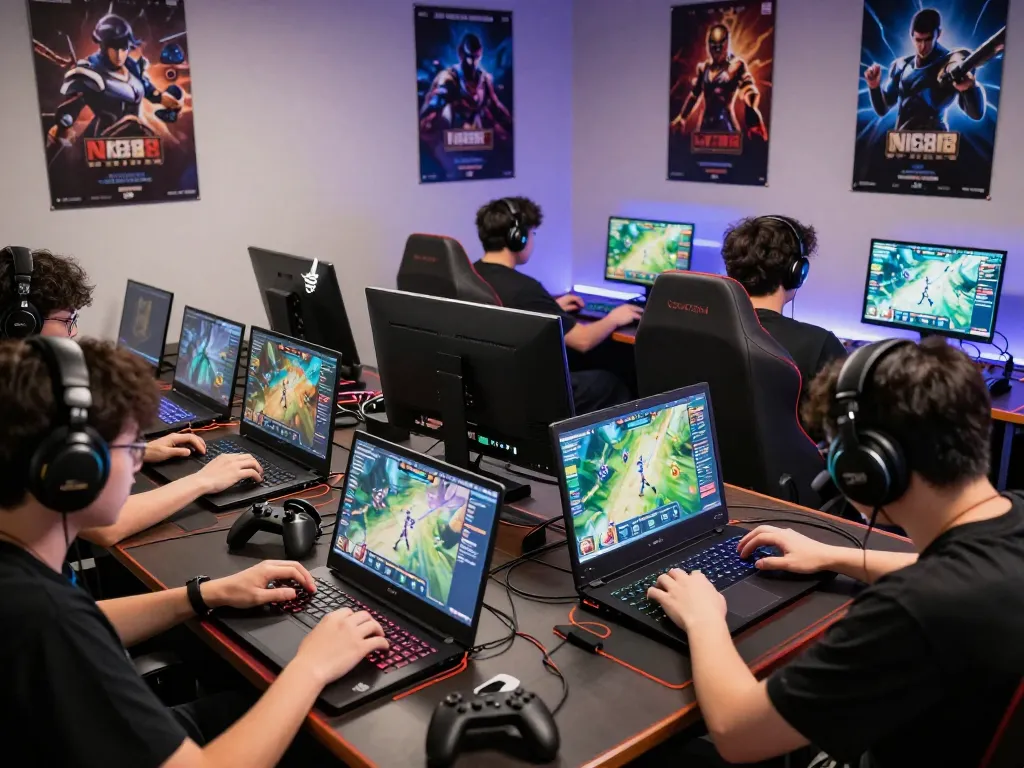 Engaged players on nk88.com enjoying a vibrant online gaming experience with colorful graphics and accessories.