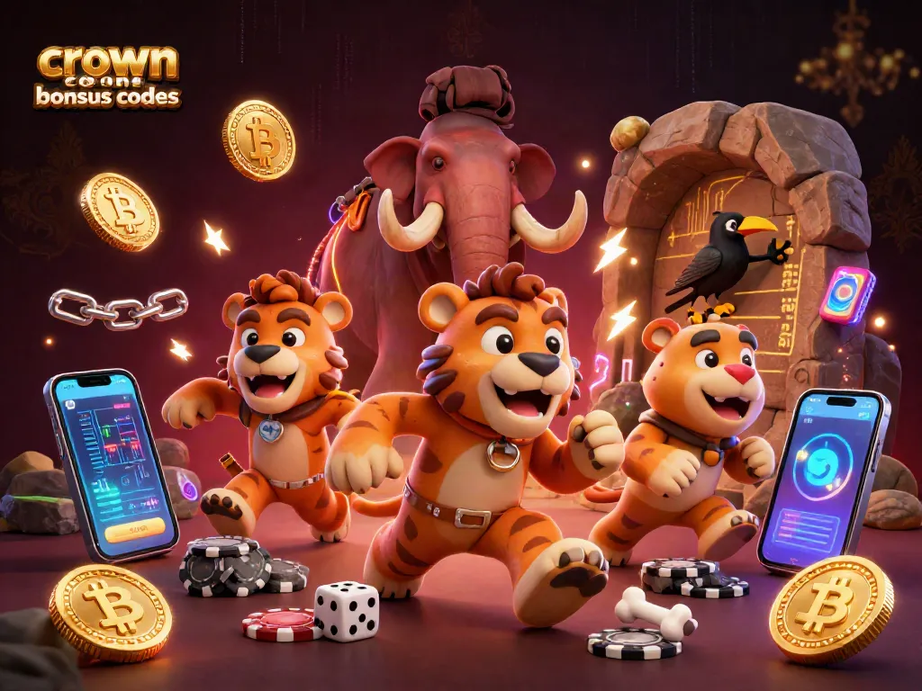 Experience excitement with crown coins bonus codes in a vibrant prehistoric casino scene.