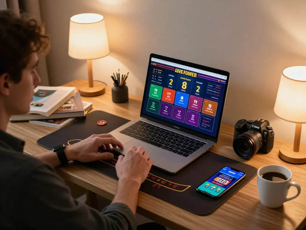 Player enjoying n188 live dealer blackjack on laptop in cozy home setup