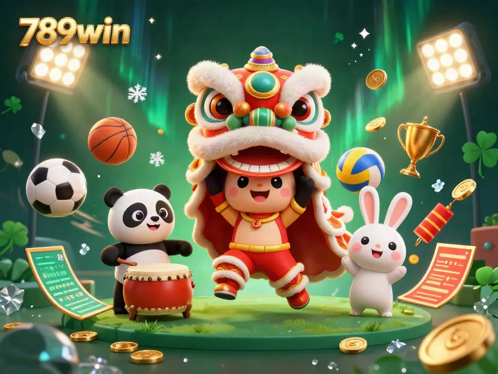 Experience thrilling 789win casino games with vibrant characters, dynamic elements, and festive decorations.