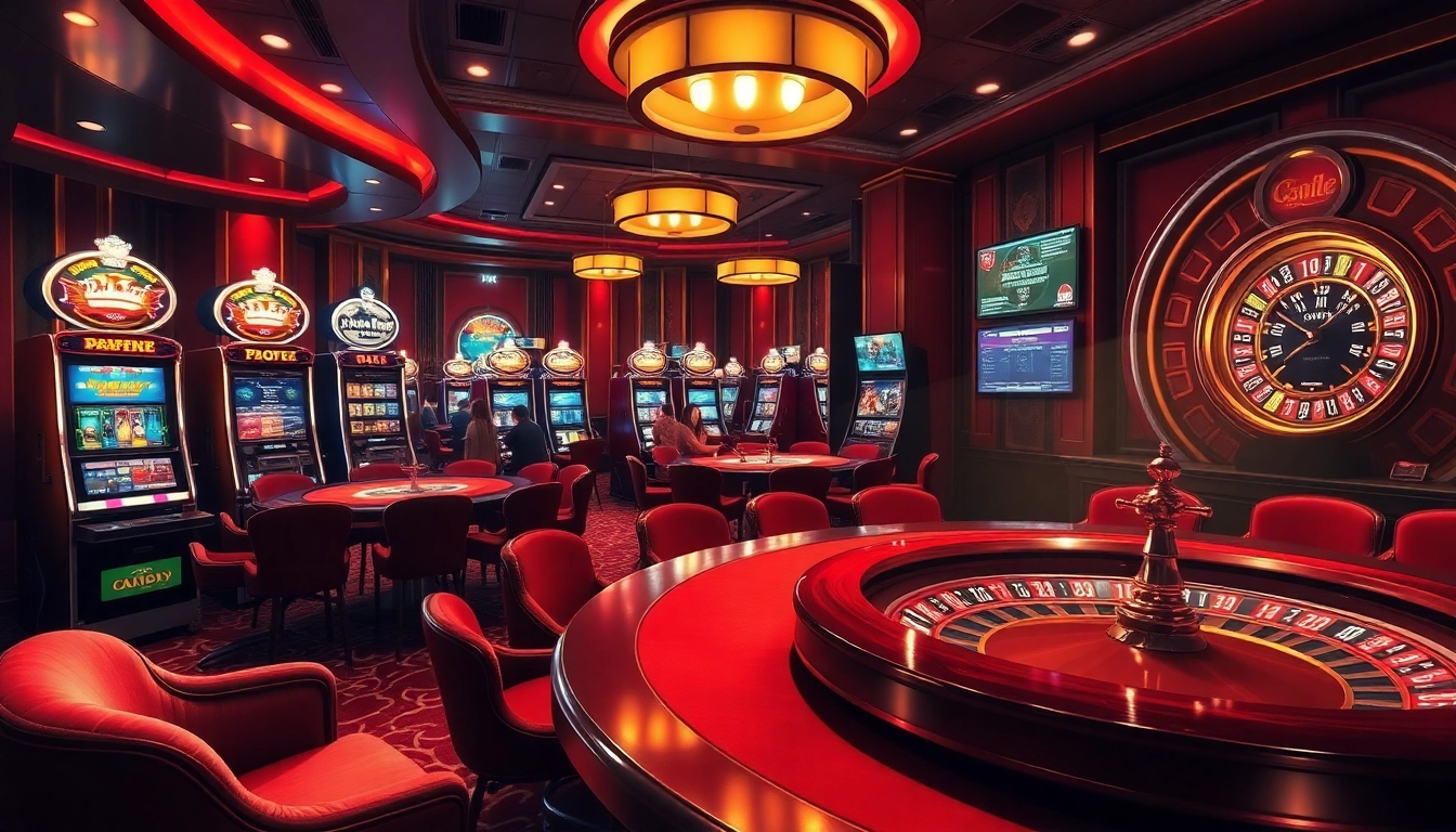 Engage in thrilling sex game action at a lavish casino with slot machines and poker tables.