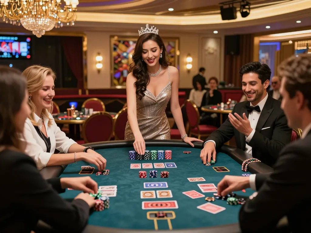 Players enjoying an exciting baccarat game at KO66 live casino, showcasing luxury and entertainment.
