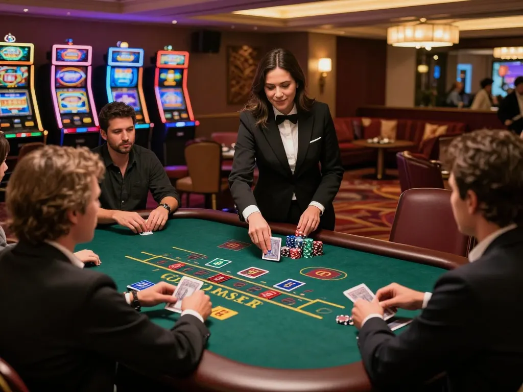 Engaging in strategic blackjack gameplay at a luxurious casino table, showcasing the excitement of TA88 gaming.