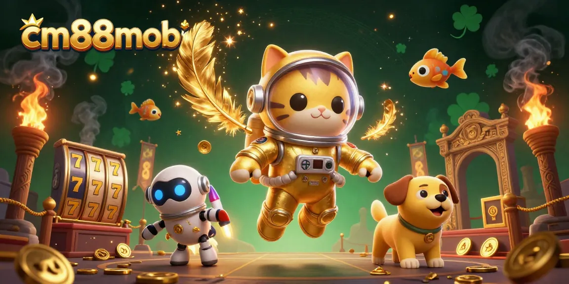 Win big with cm88mobi's gold coins and vibrant gameplay in this immersive 3D casino scene.