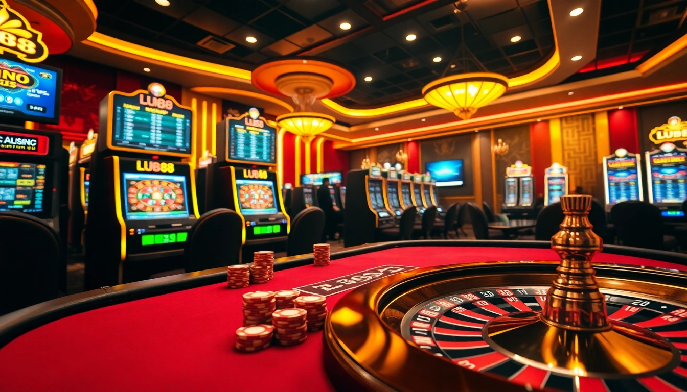 Experience the thrill of gambling at lu88's vibrant casino tables and slot machines.