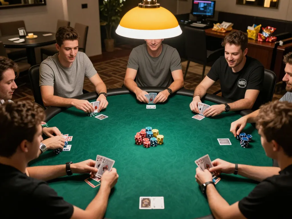 Players engaged in a thrilling poker game at TR88 with excitement and camaraderie.