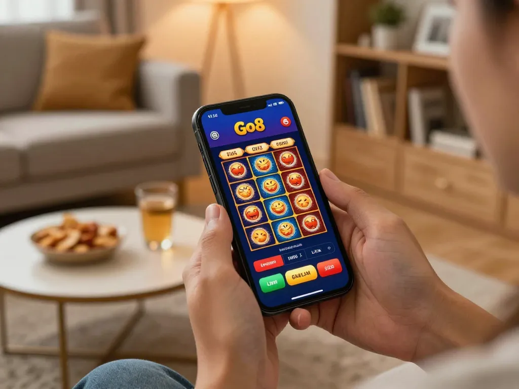 Engaging moment with the Go8 app showcasing live casino games, highlighting the excitement of mobile gambling.