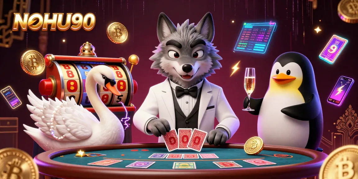 Experience thrilling play at NOHU90 with vivid 3D scenes of casino action featuring slots and crypto.
