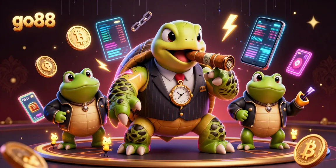Experience thrilling casino action with the go88 platform featuring a snapping turtle in a vintage suit.