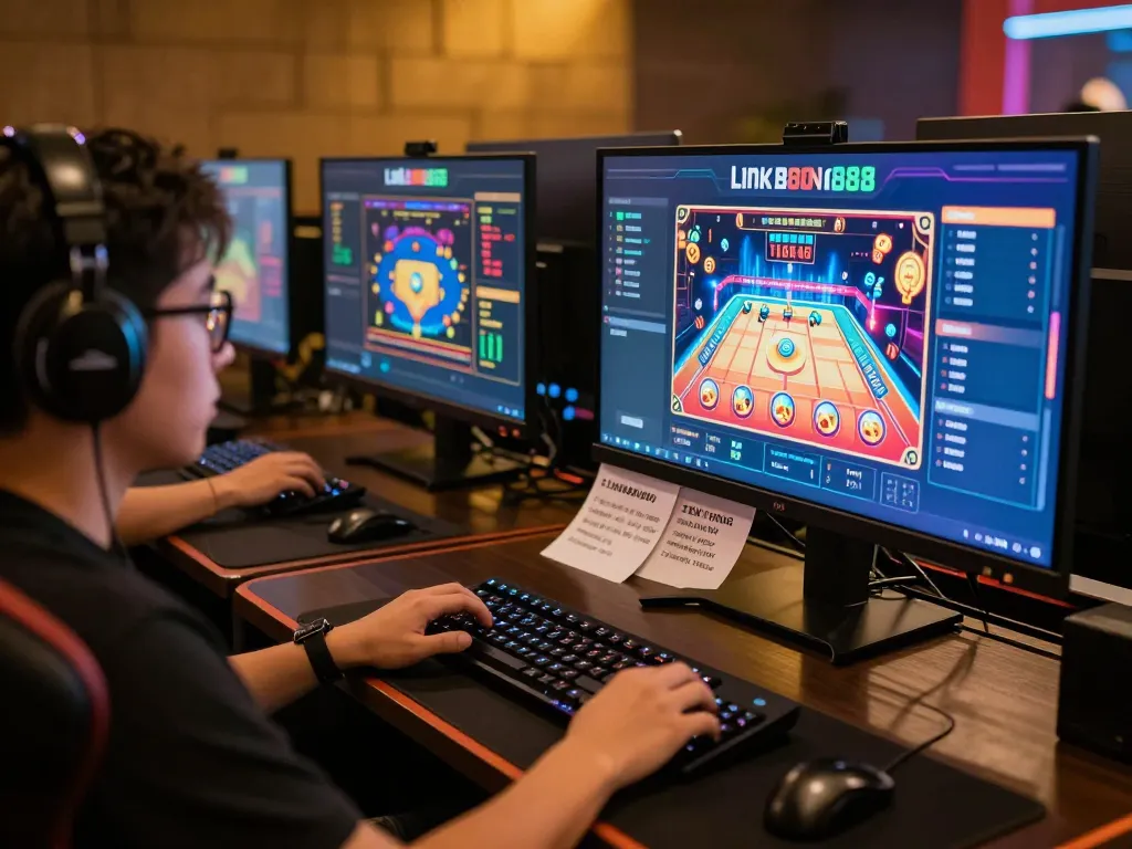 Experience the excitement of gambling with Link Bong88 on a professional gaming setup.
