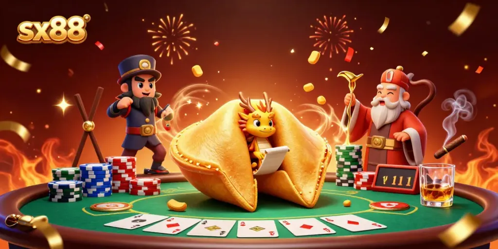 Engage in thrilling gaming action with sx88 at our vibrant casino scene featuring fortune elements.