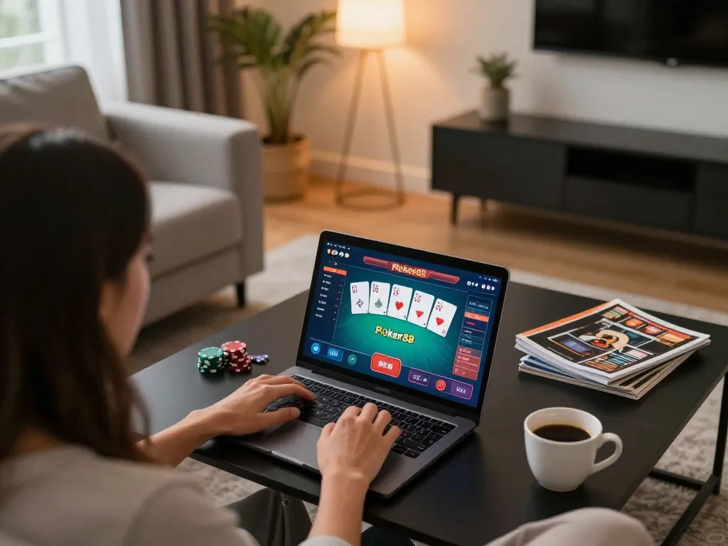 Engaging poker gameplay on Poker88 platform with a player immersed in their online gaming