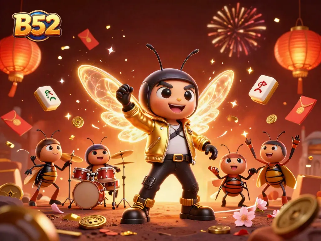 Experience thrilling moments at B52 with animated characters and festive gaming elements.