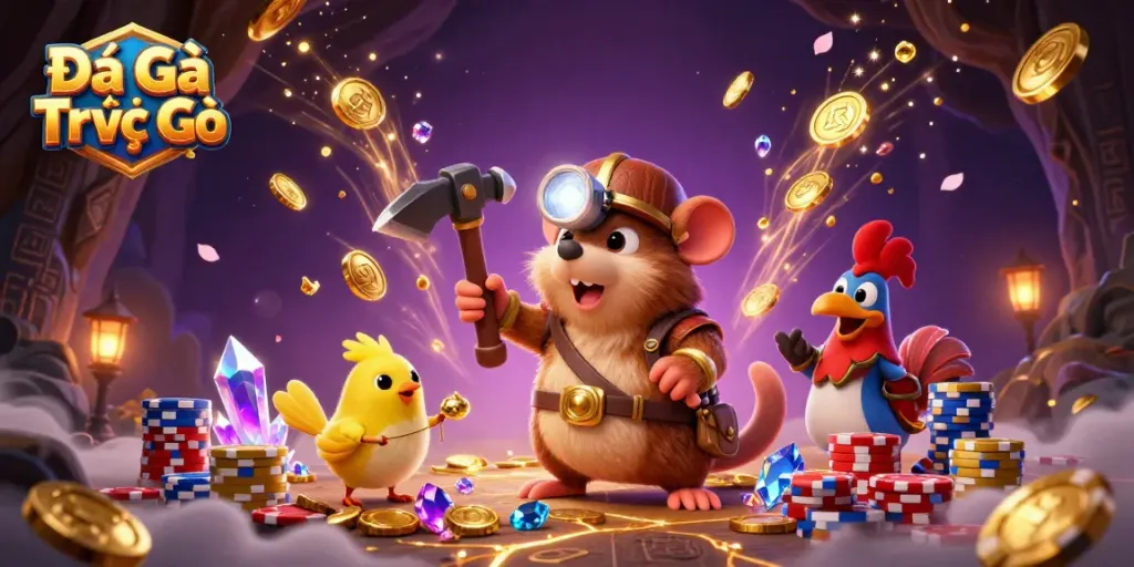 Experience Đá Gà Trực Tiếp action with colorful poker chips and dynamic gameplay elements.