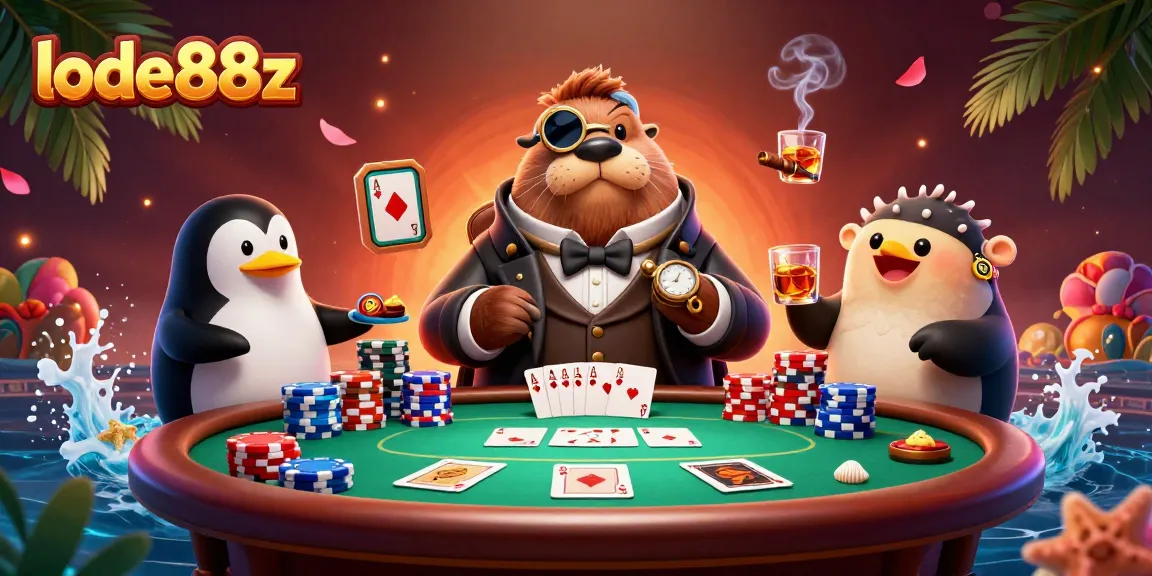 Experience exciting poker moments with lode88z in a vibrant underwater casino scene.