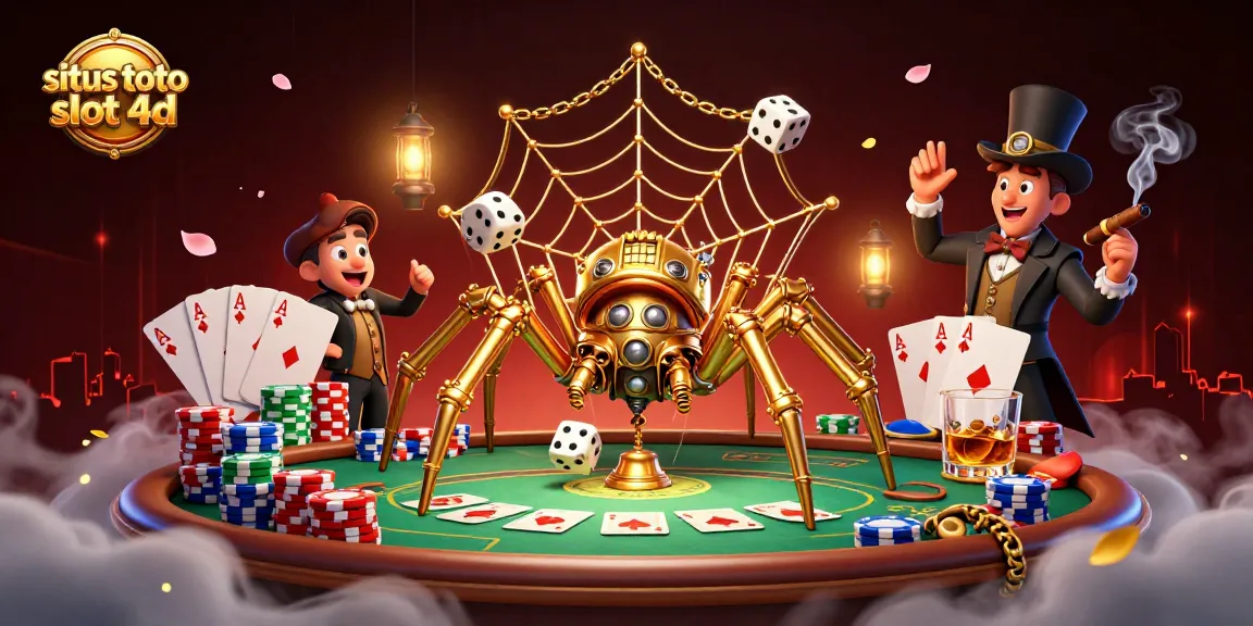 Engage with situs toto slot 4d as playful golden spider ensnares dice, enriching your gaming experience.