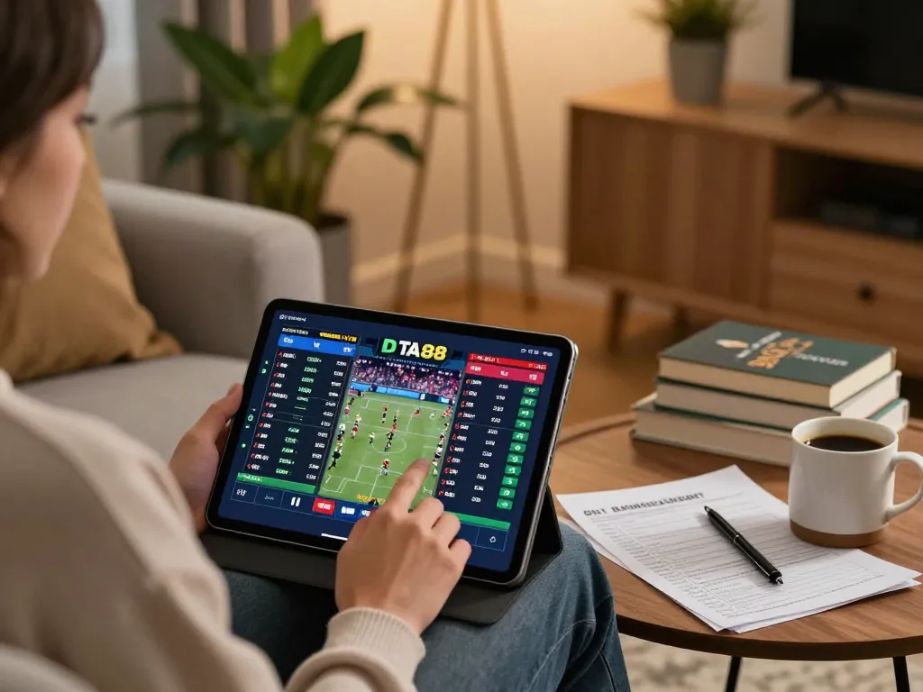 Betting on sports via TA88 app while relaxing at home with notes
