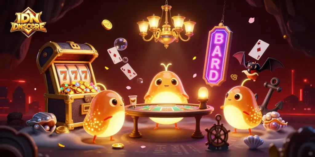 IDNSCORE illuminates a cave casino with glowworms, showcasing exhilarating slots and gaming action