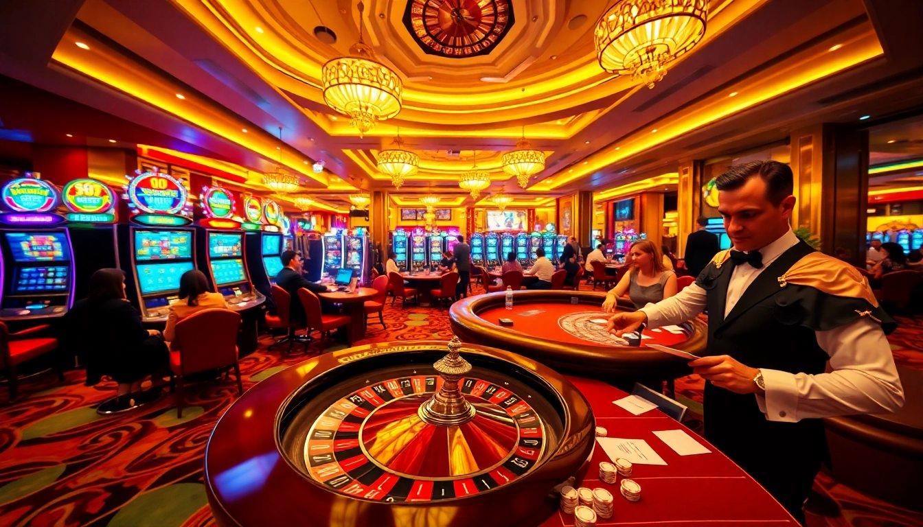 Experience the thrill of 55WW as players enjoy exciting casino games with vibrant décor.