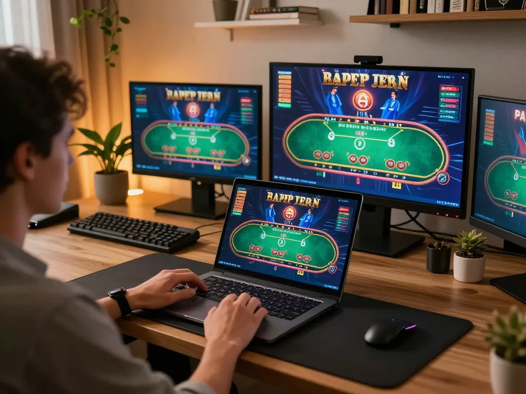 Engaging in strategic gameplay on 78win while enjoying a cozy home gaming setup.