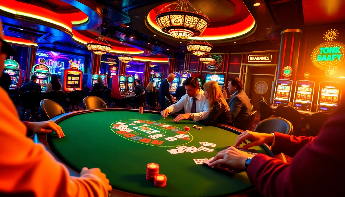 Casino spielen am Poker Tisch mit Spielern und lebendiger Atmosphäre.