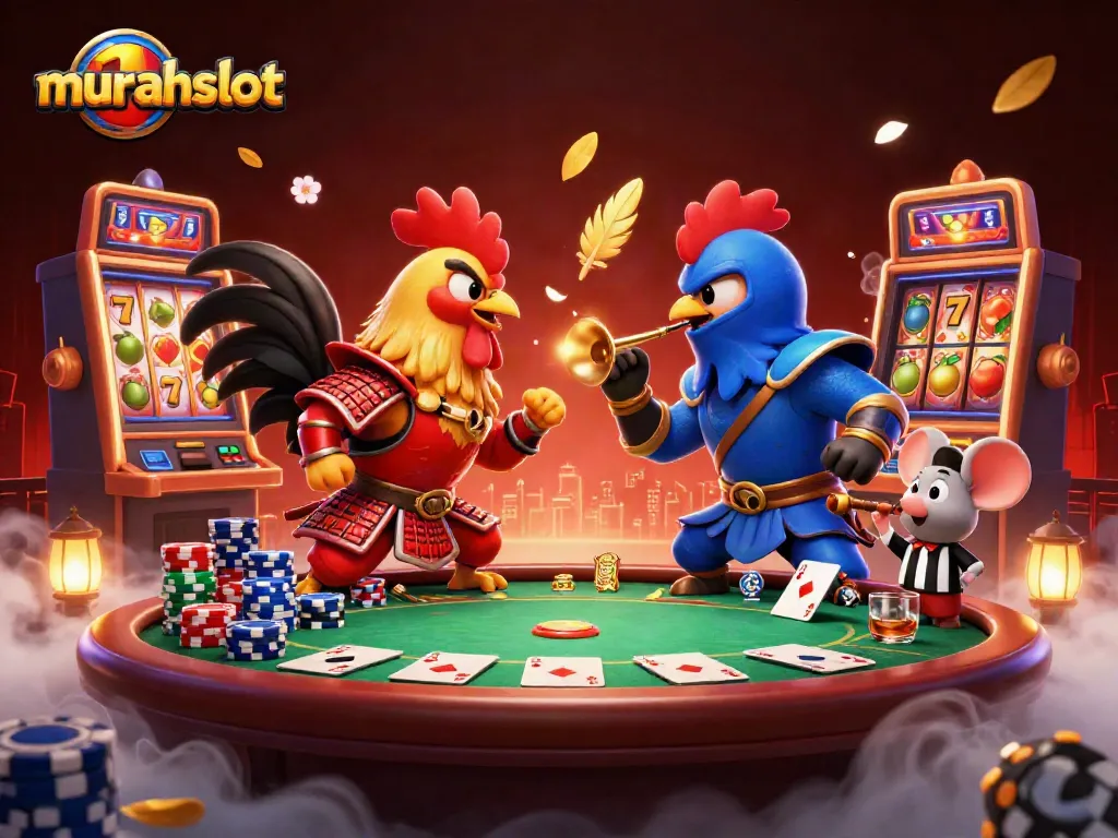 Slot online murahslot menghadirkan duel seru antar ayam, taruhan poker, dan suasana kasino yang mengasyikkan.
