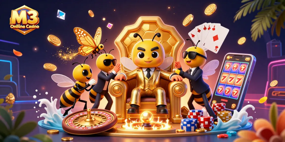 M3 Online Casino engaging illustration showcasing thrilling gaming activities with vibrant casino elements.