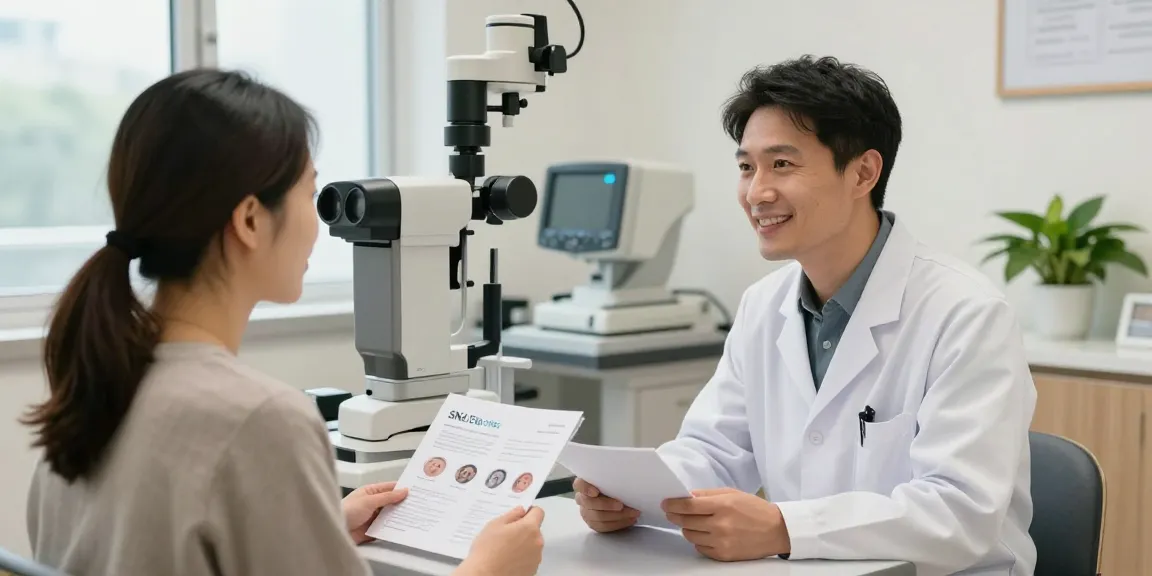 SNU Eye Clinic's personalized eye consultation featuring a doctor discussing treatment options with a patient.