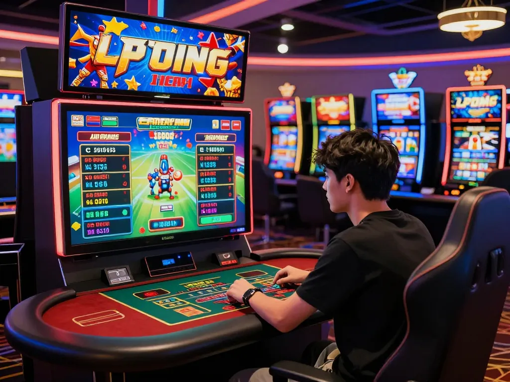 Player engaged in online betting on the bl555 gaming platform, showcasing diverse gambling options and vibrant promotional banners.