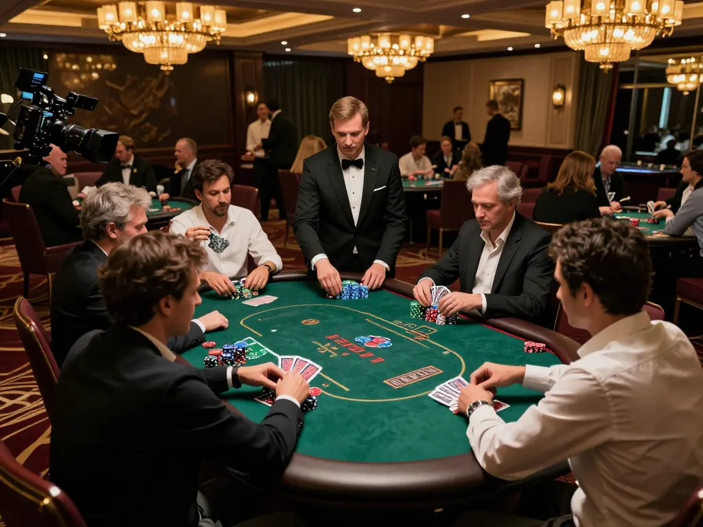 Alev giris to an upscale casino poker game with players engaged in strategic betting