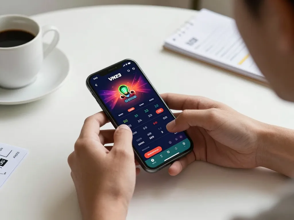 Betting through the VN23 app on a smartphone, showcasing dynamic live odds and betting options