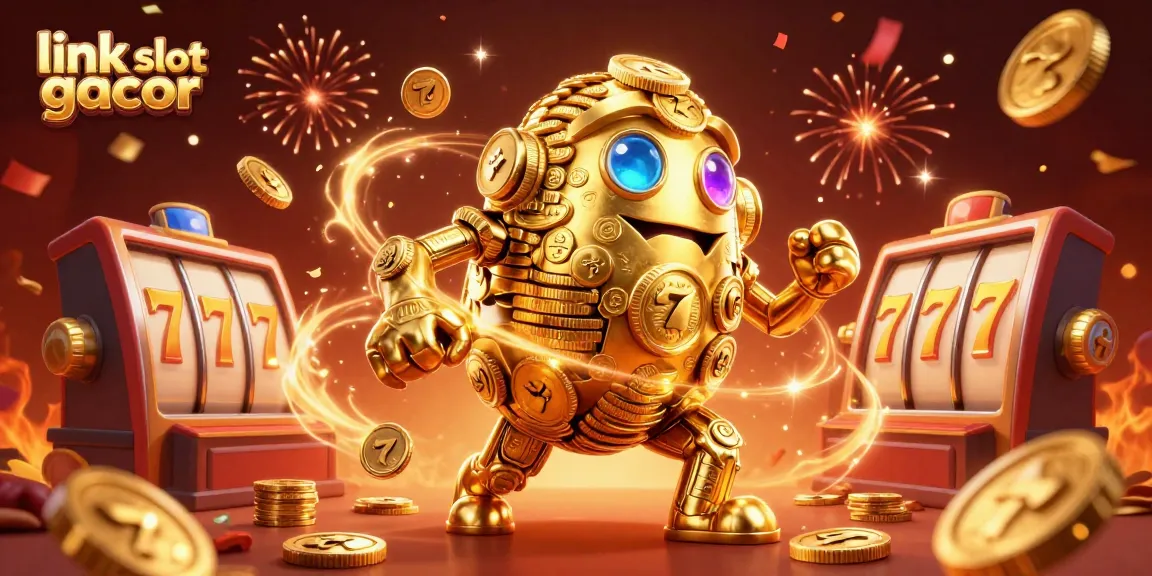 Experience the thrill of gaming with link slot gacor featuring a golden golem and slot machine elements.