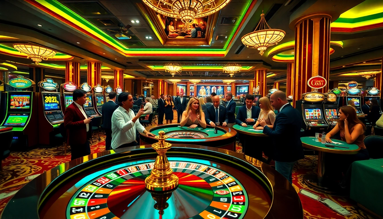 Experience the excitement of fun79 at a luxurious casino with vibrant games and enthusiastic players.