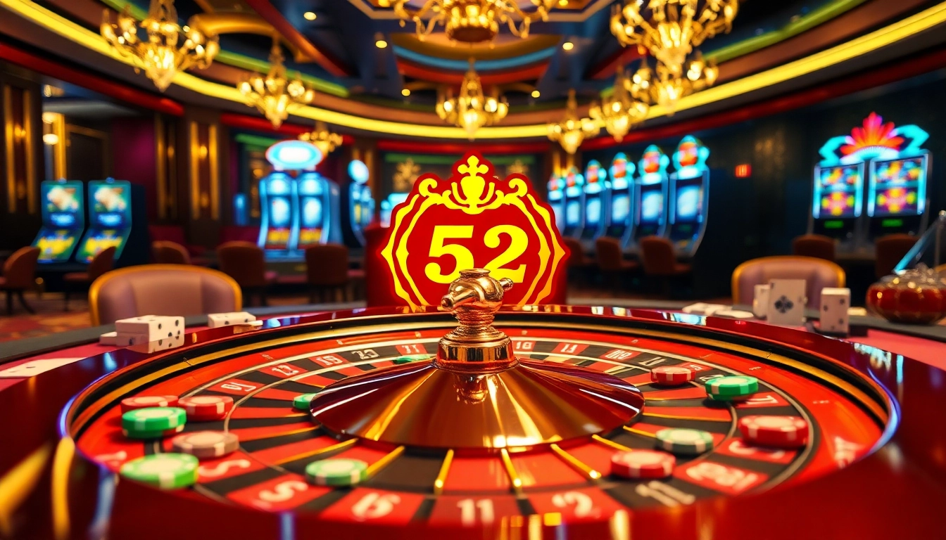 Experience the thrilling ambiance of B52club, featuring a luxurious roulette and gaming table.