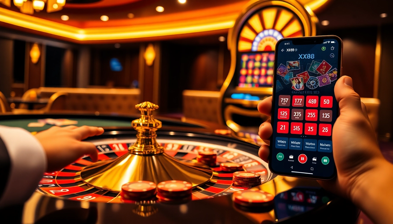 Winning strategy at XX88 casino with vibrant roulette table and cards, showcasing excitement.